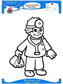 Çocuklar İçin Doktor Boyama Sayfaları 